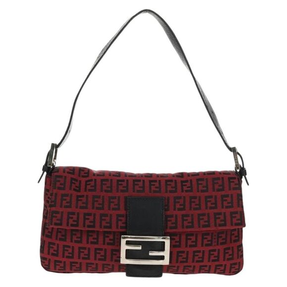 Fendi Handbags - Fendi Baguette Zucchino Canvas Red Canvas Handbag